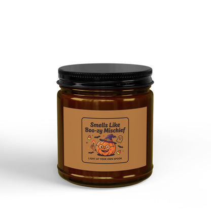Smells Like Boo-zy Mischief Pumpkin Design Candle | Scented Soy Candle