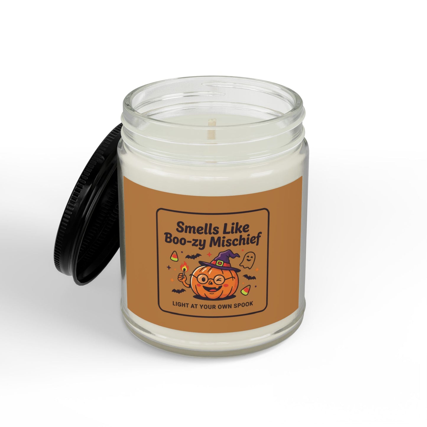 Smells Like Boo-zy Mischief Pumpkin Design Candle | Scented Soy Candle