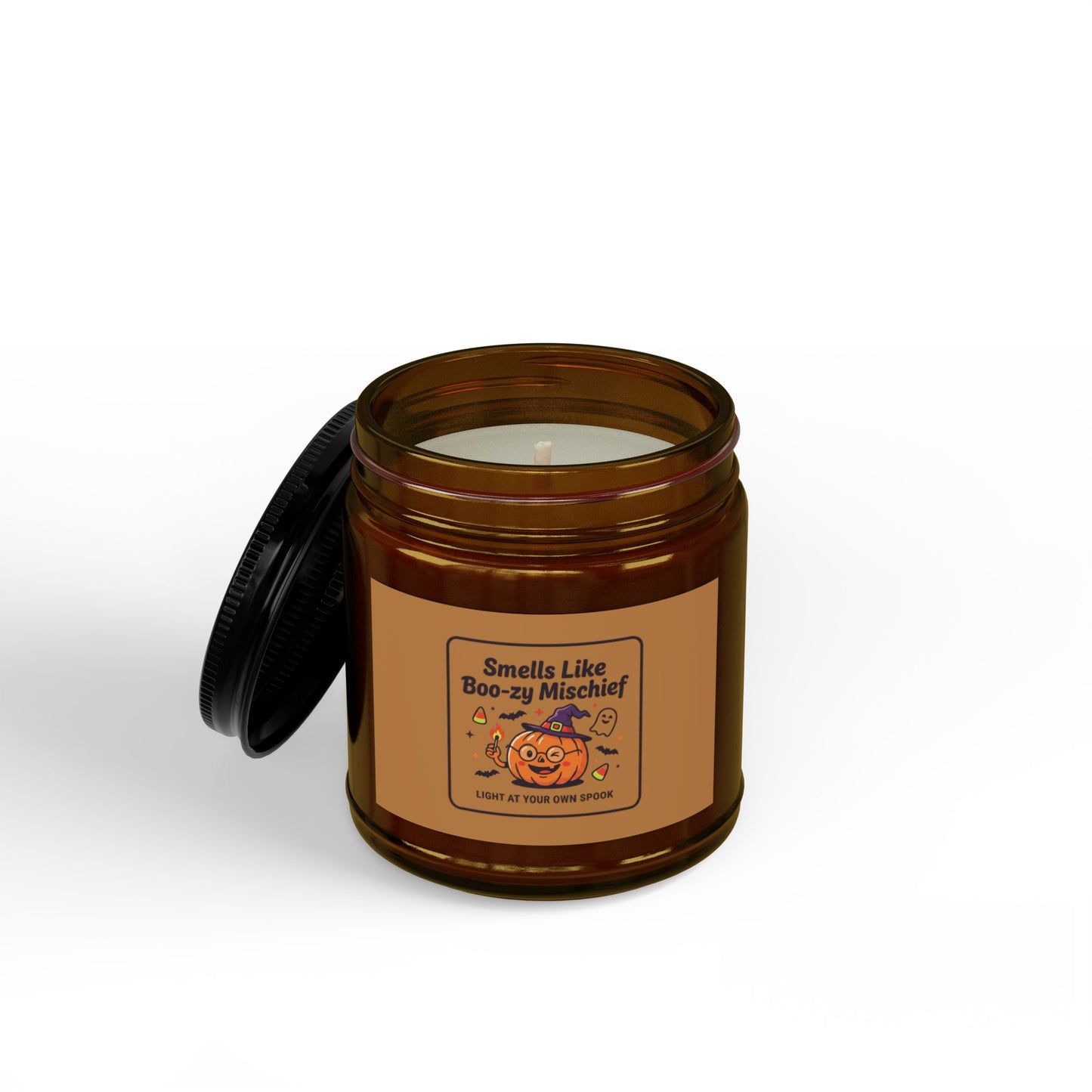 Smells Like Boo-zy Mischief Pumpkin Design Candle | Scented Soy Candle