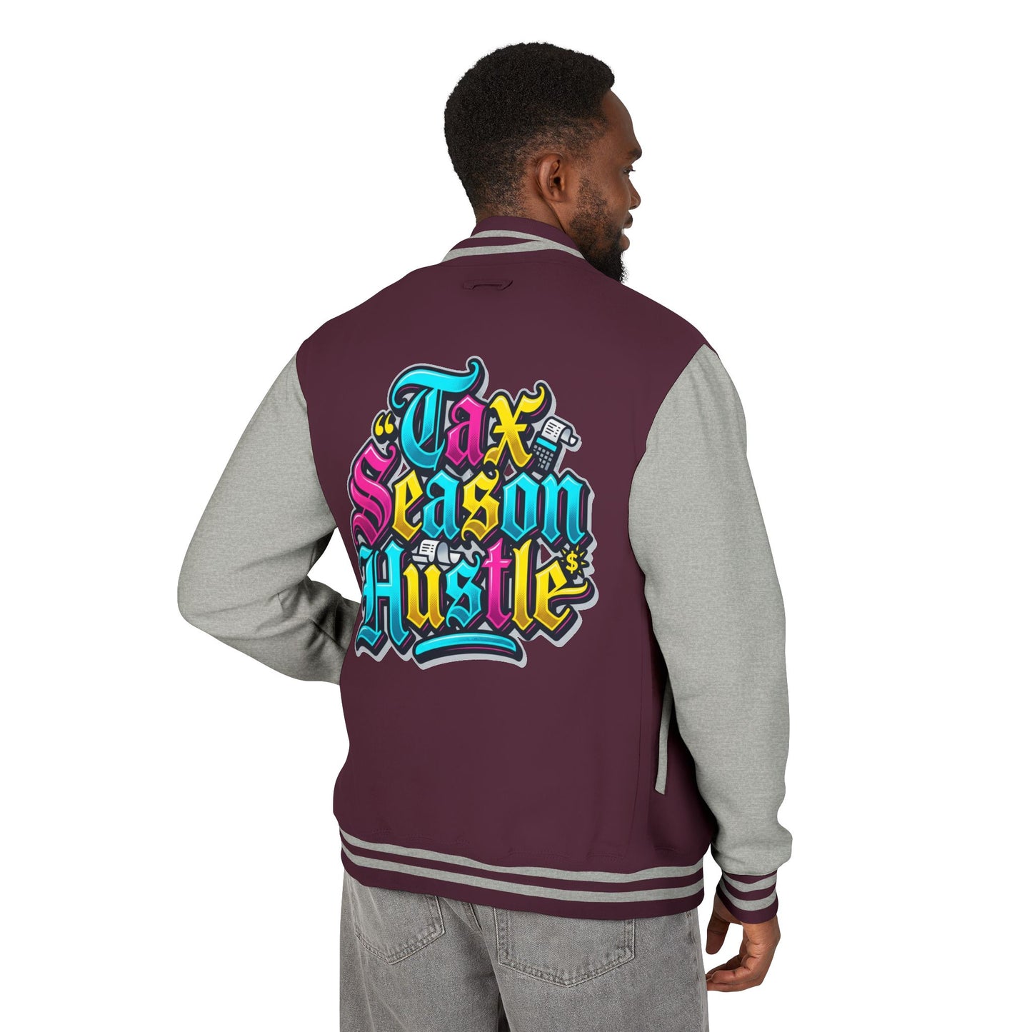 Legacy Letterman Jacket — "Tax Season Hustle" Retro Graffiti Varsity Jacket
