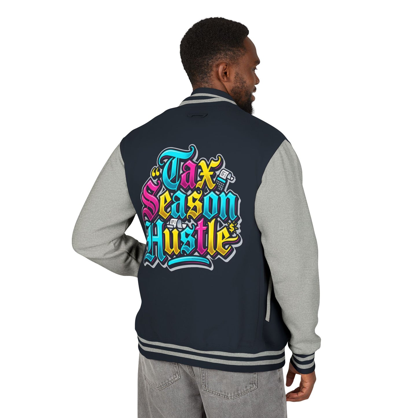 Legacy Letterman Jacket — "Tax Season Hustle" Retro Graffiti Varsity Jacket