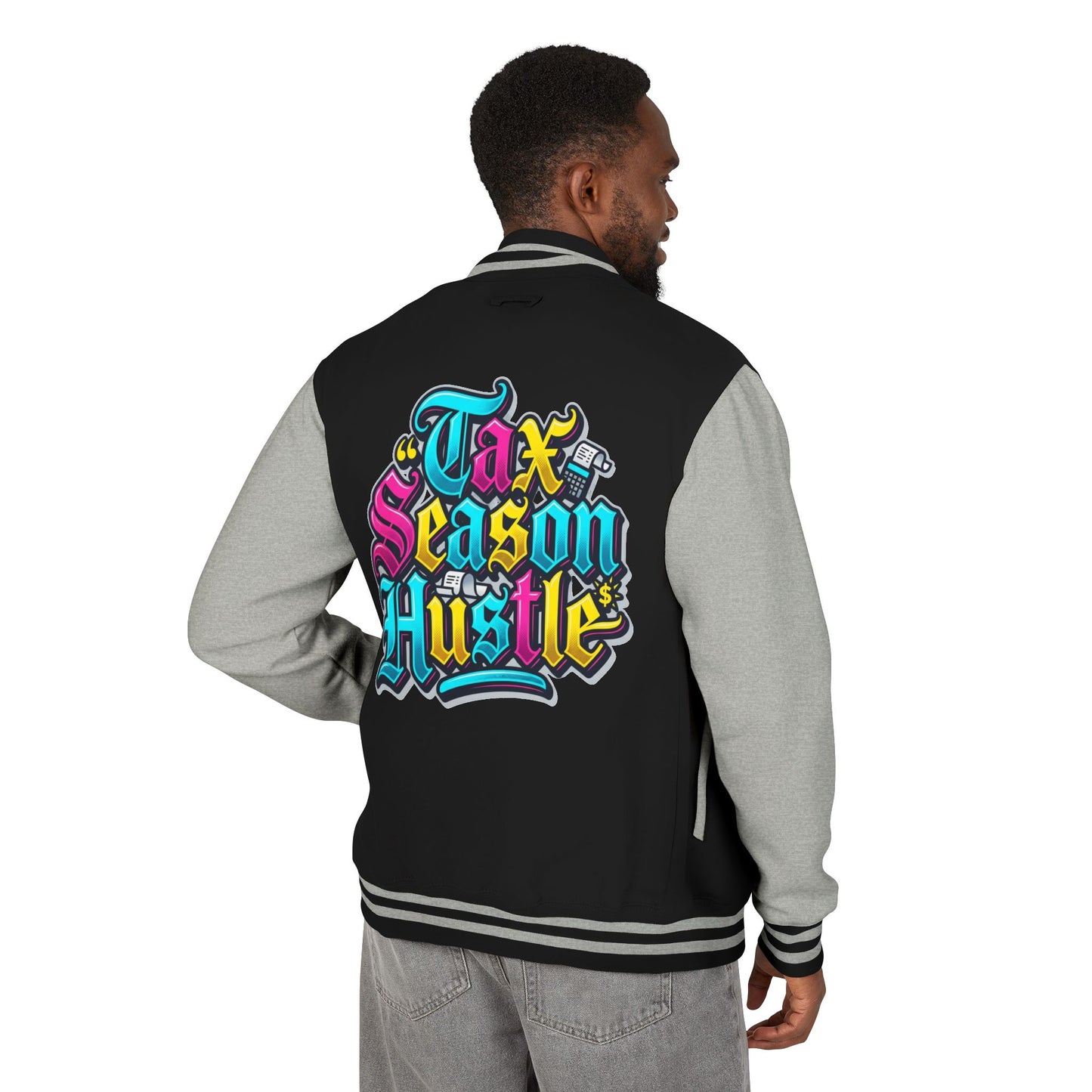 Legacy Letterman Jacket — "Tax Season Hustle" Retro Graffiti Varsity Jacket