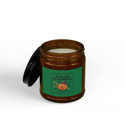 Smells Like Boo-zy Mischief Pumpkin-Green Design Candle | Scented Soy Candle
