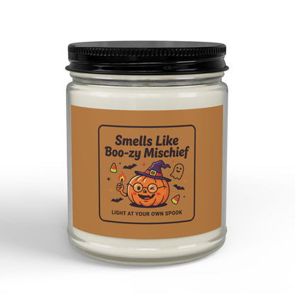 Smells Like Boo-zy Mischief Pumpkin Design Candle | Scented Soy Candle