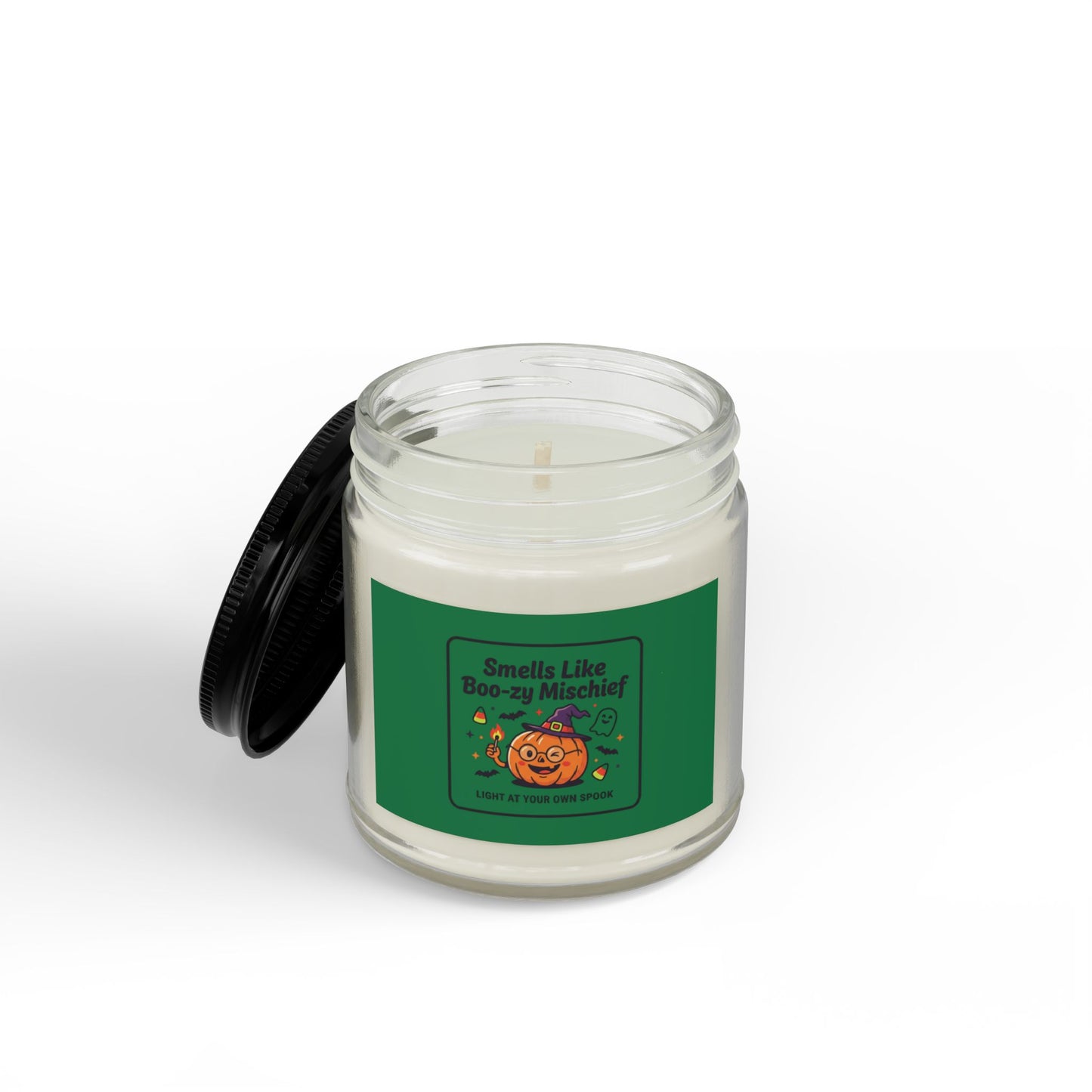 Smells Like Boo-zy Mischief Pumpkin-Green Design Candle | Scented Soy Candle