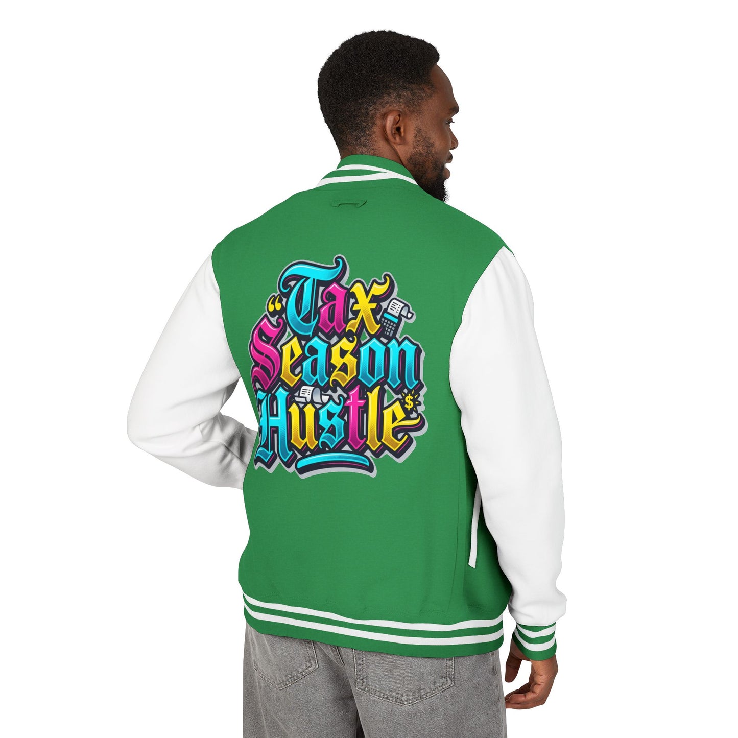 Legacy Letterman Jacket — "Tax Season Hustle" Retro Graffiti Varsity Jacket